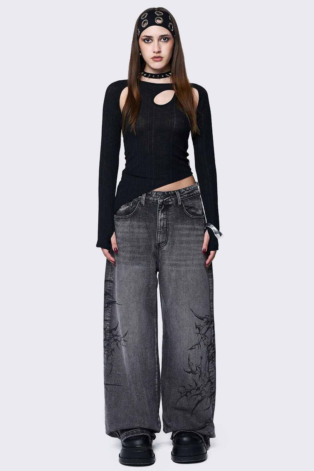 Blaze Grey Graphic Baggy Jeans - Image 3