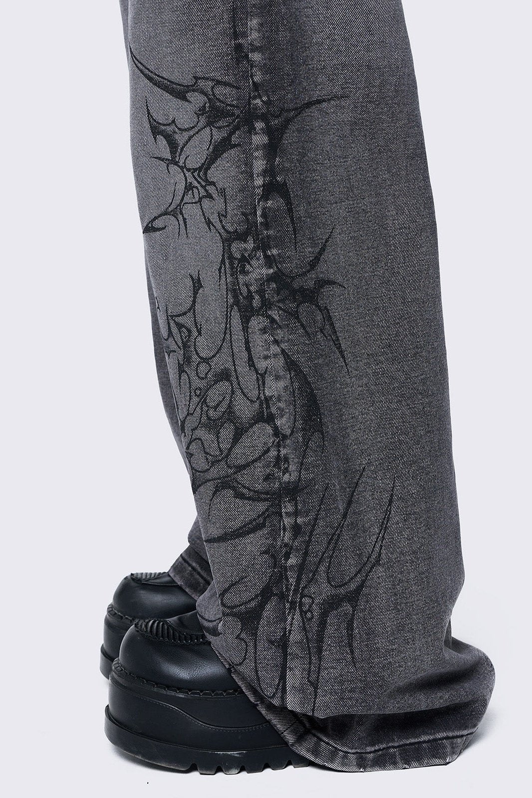 Blaze Grey Graphic Baggy Jeans - Image 6