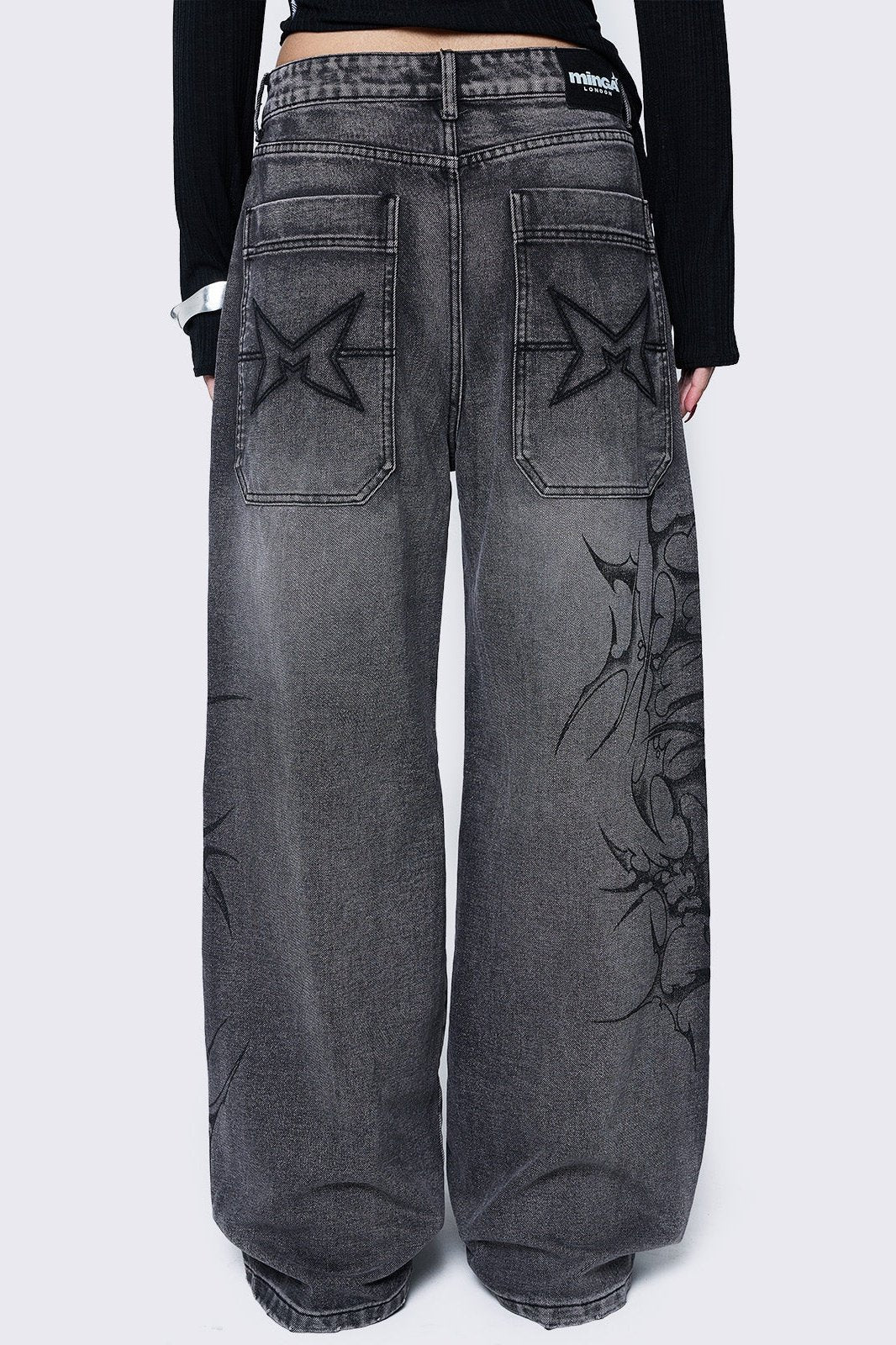 Blaze Grey Graphic Baggy Jeans - Image 7