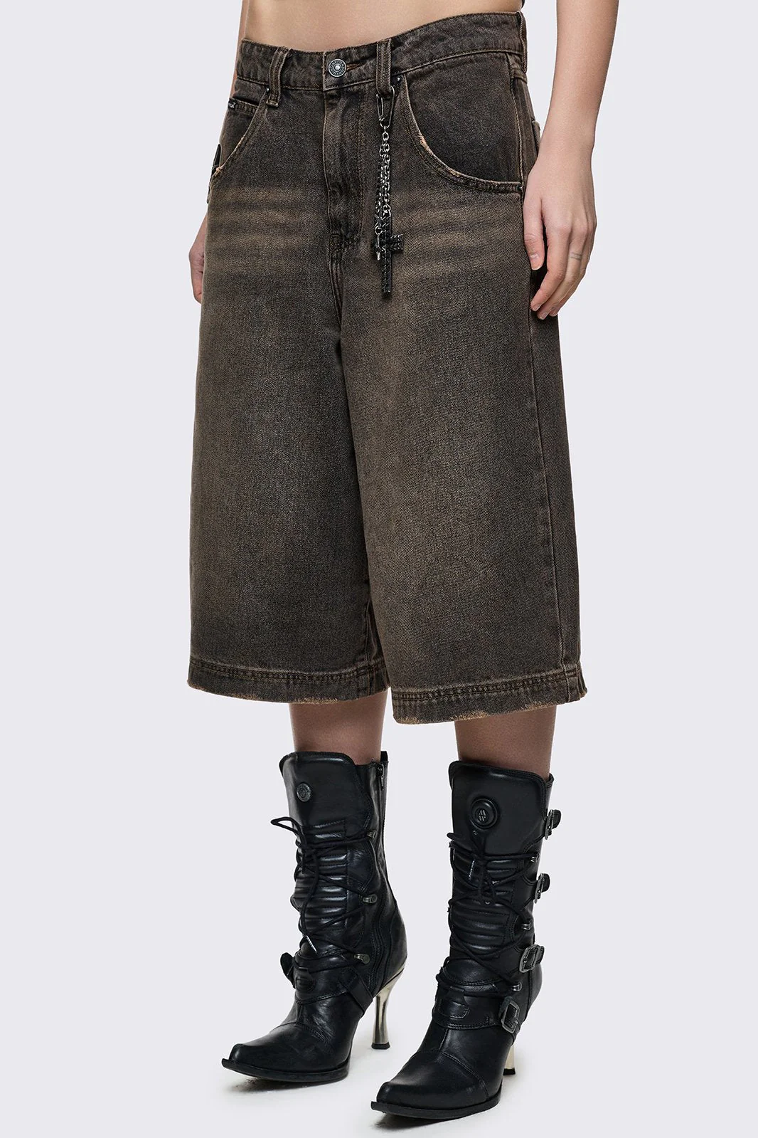 Brown Washed Jorts - Image 3