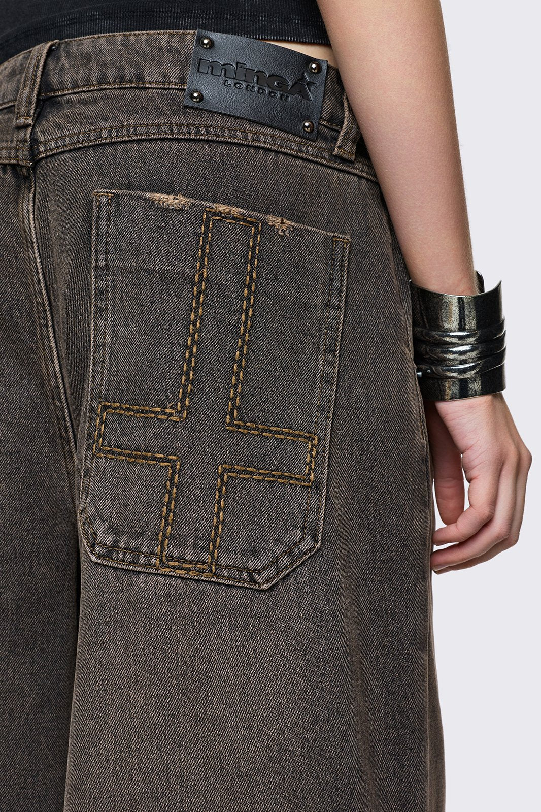 Brown Washed Jorts - Image 6