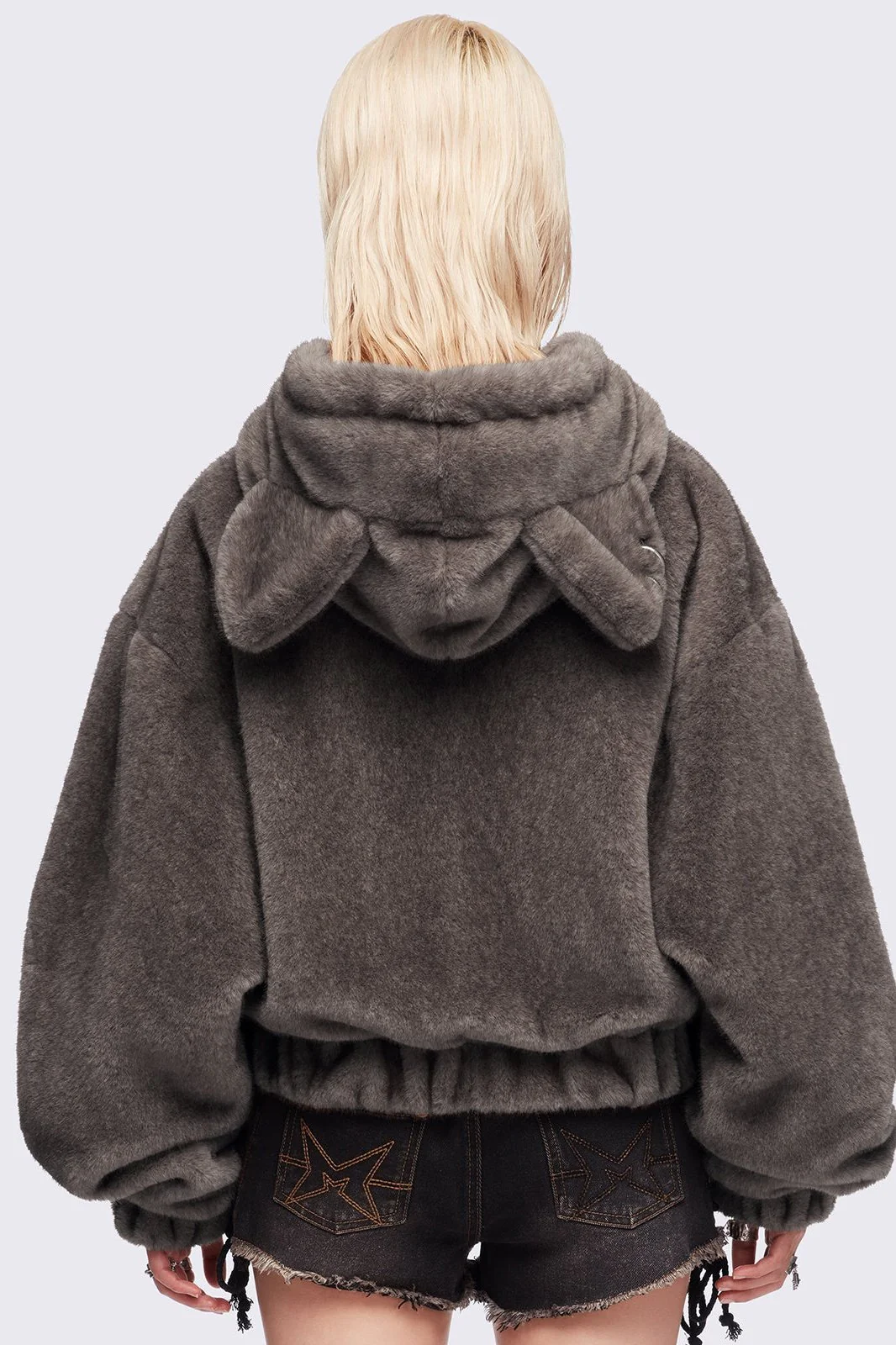 Cat Ear Brown Faux Fur Jacket - Image 3