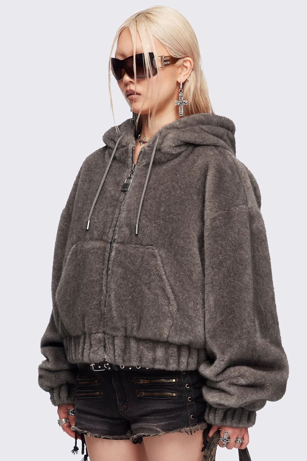 Cat Ear Brown Faux Fur Jacket - Image 4