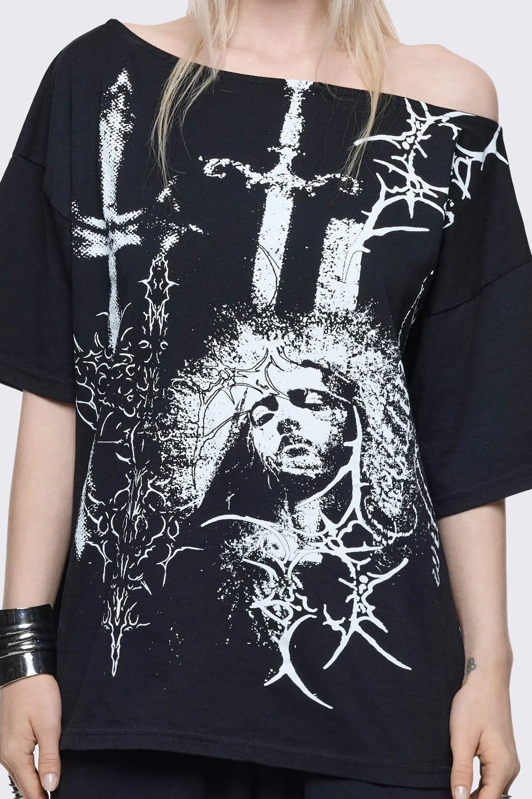 Crown of Swords Off-Shoulder T-Shirt - Image 3