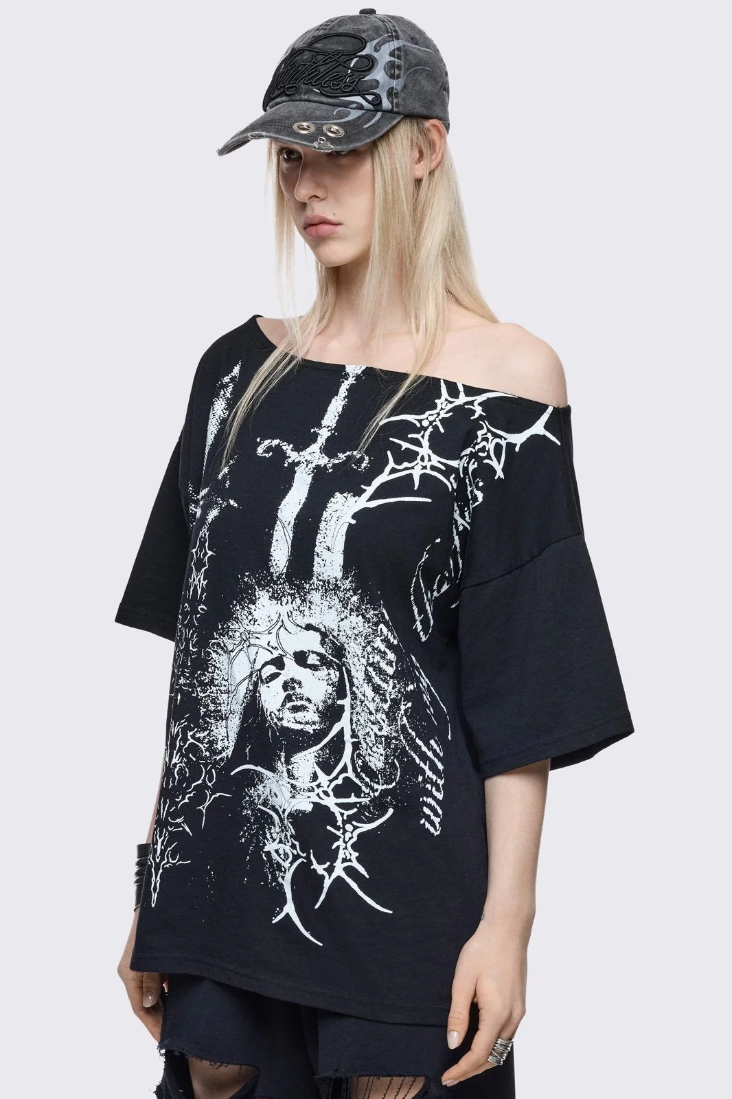Crown of Swords Off-Shoulder T-Shirt - Image 4