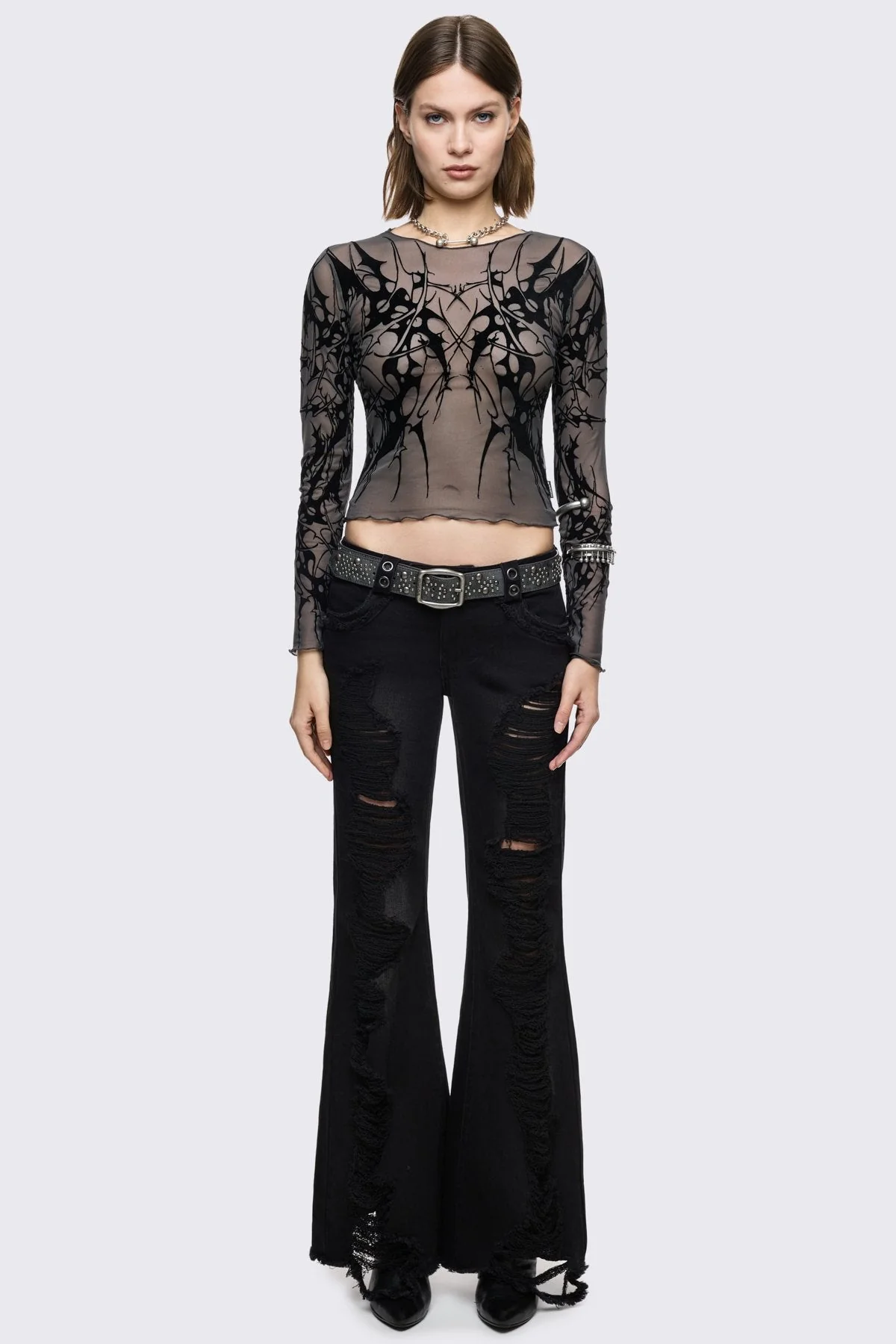 Cryptic Grey Mesh Top - Image 2