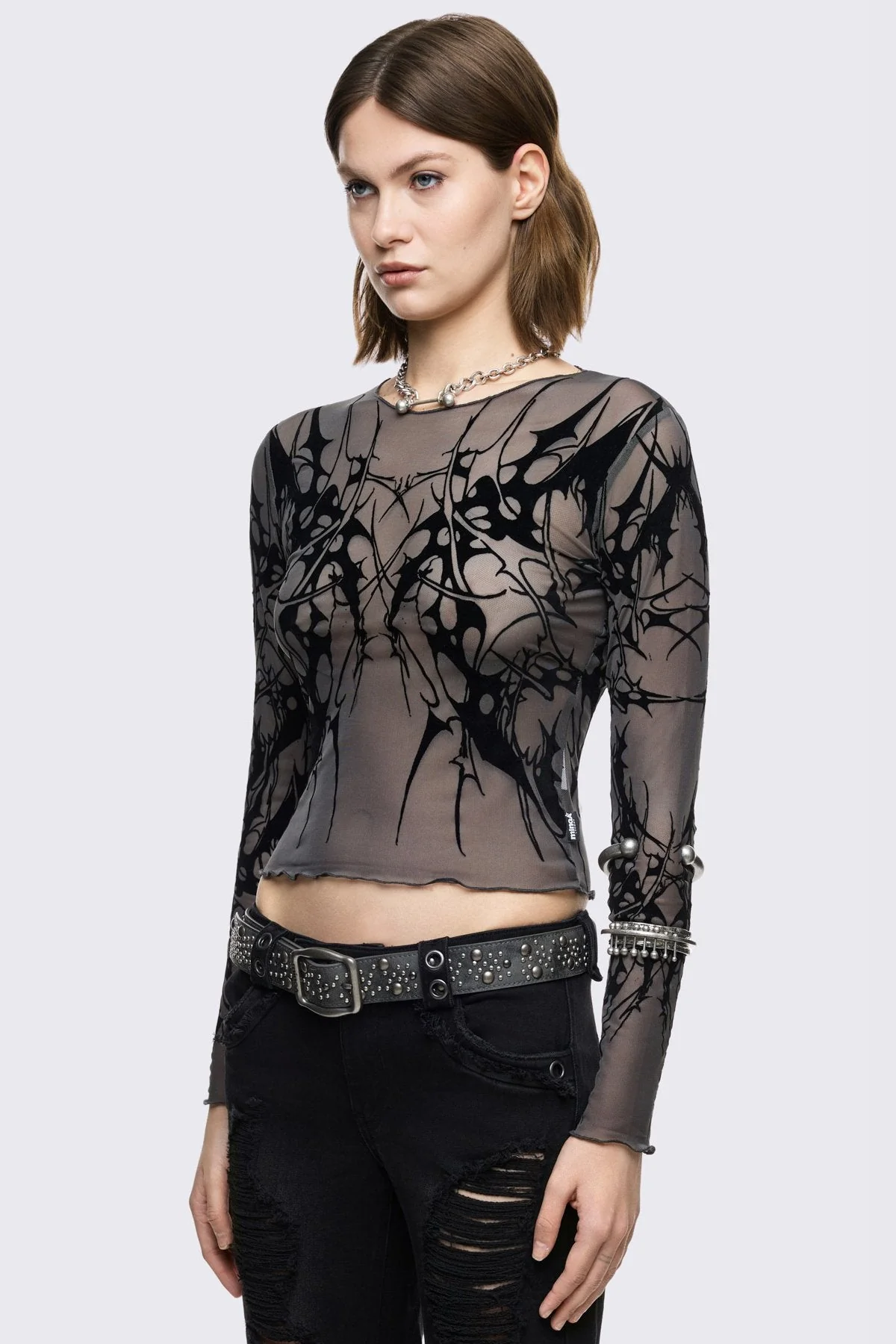 Cryptic Grey Mesh Top - Image 4