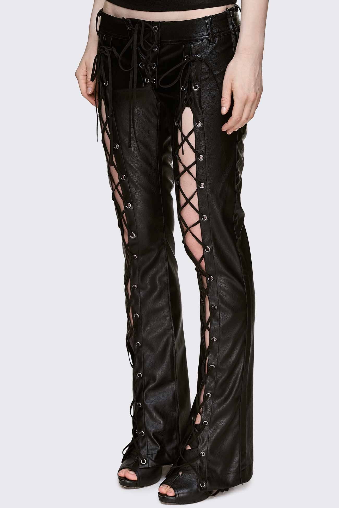 Deb Vegan Leather Flared Pants - Image 3