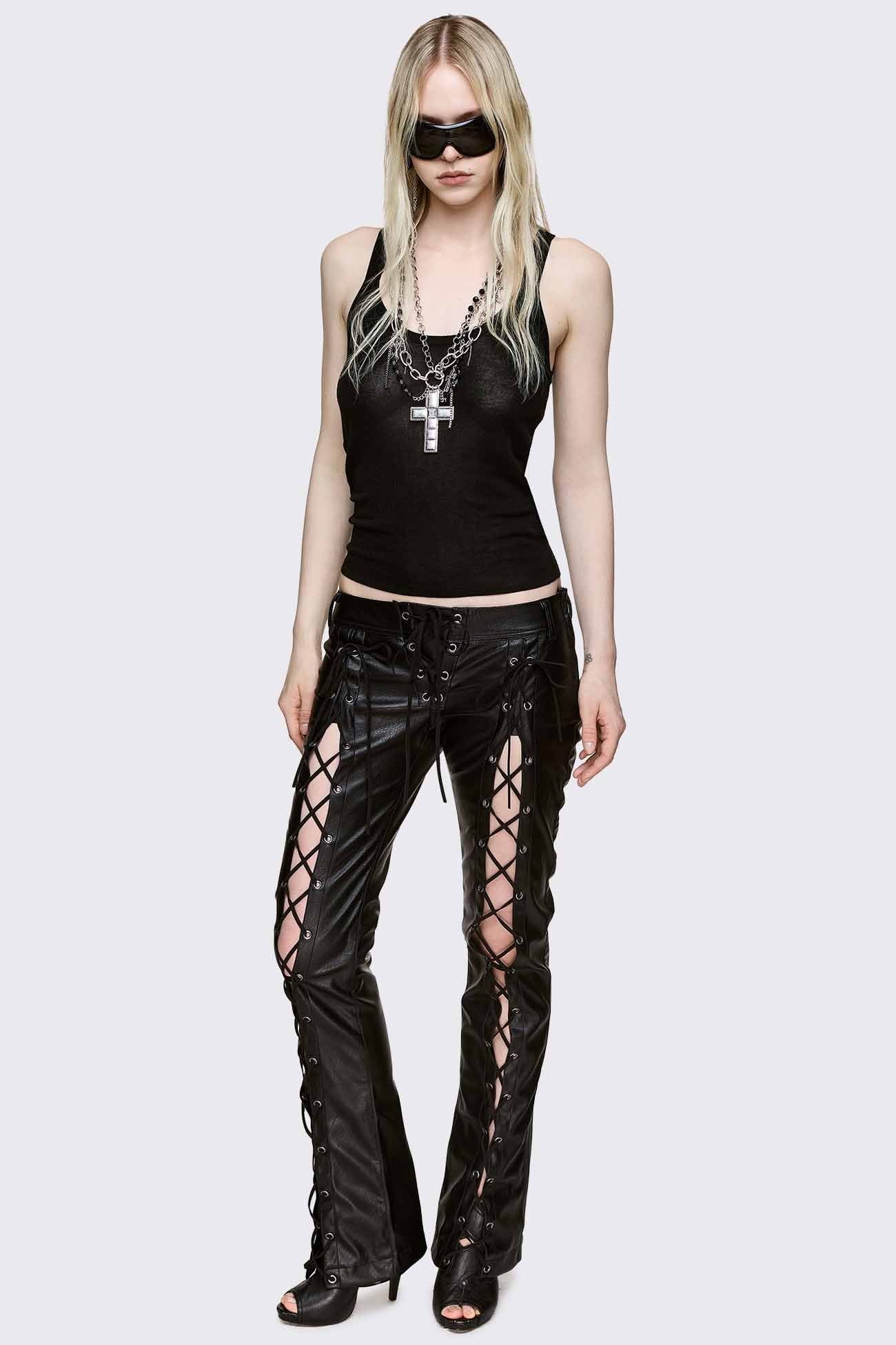 Deb Vegan Leather Flared Pants - Image 6