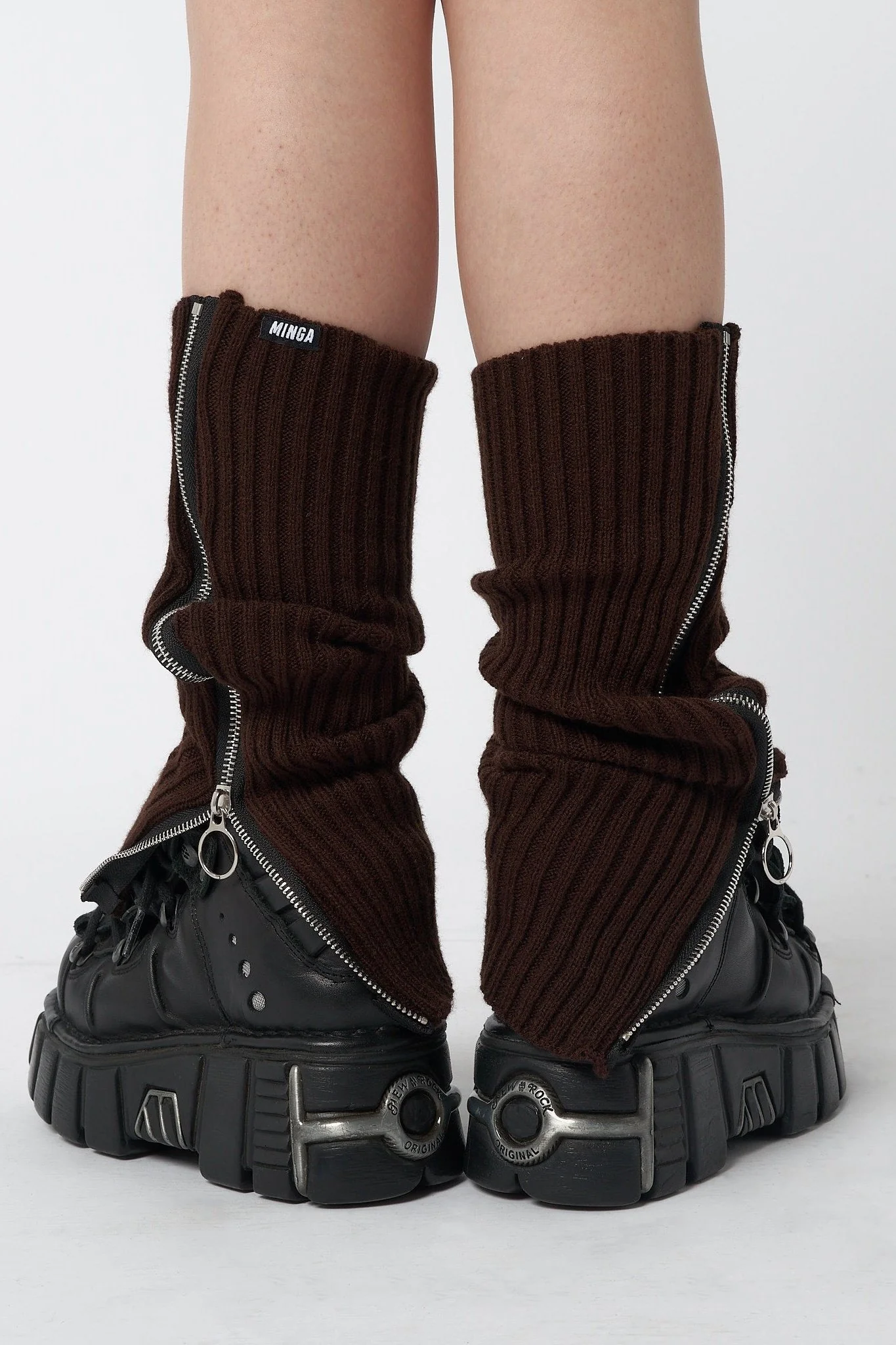 Downtown Brown Zip Up Leg Warmers - Image 5