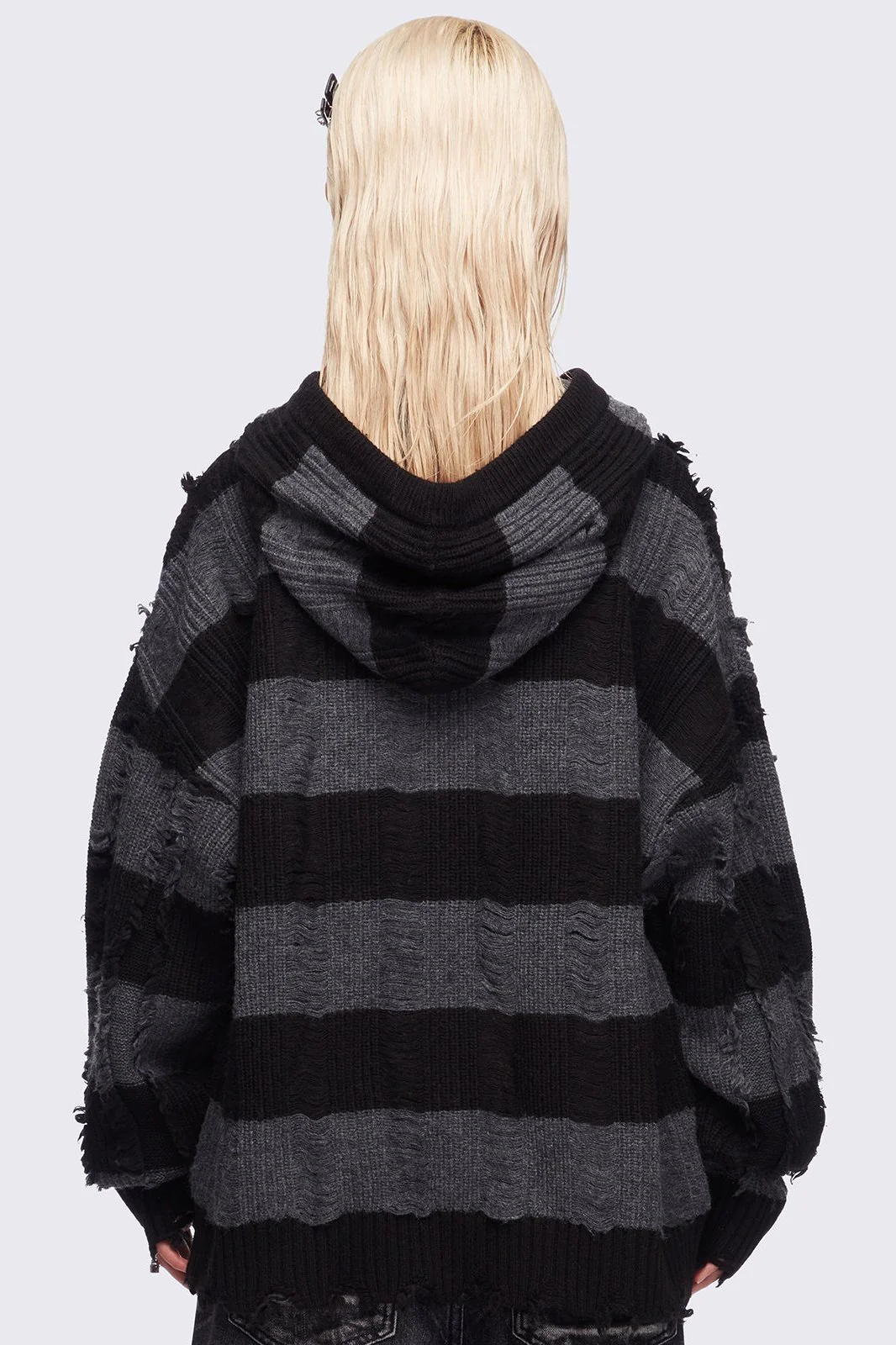 Ellis Grey Knitted Zip-Up Hoodie - Image 4