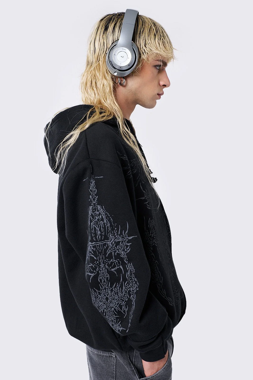 Enigmatic Black Zip Up Hoodie - Image 5