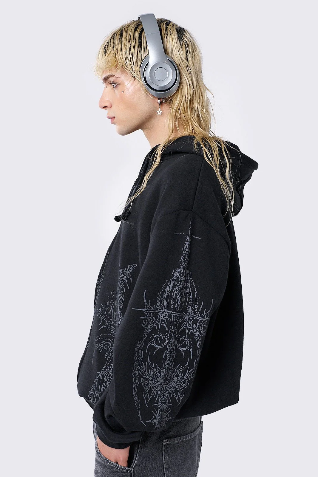 Enigmatic Black Zip Up Hoodie - Image 6