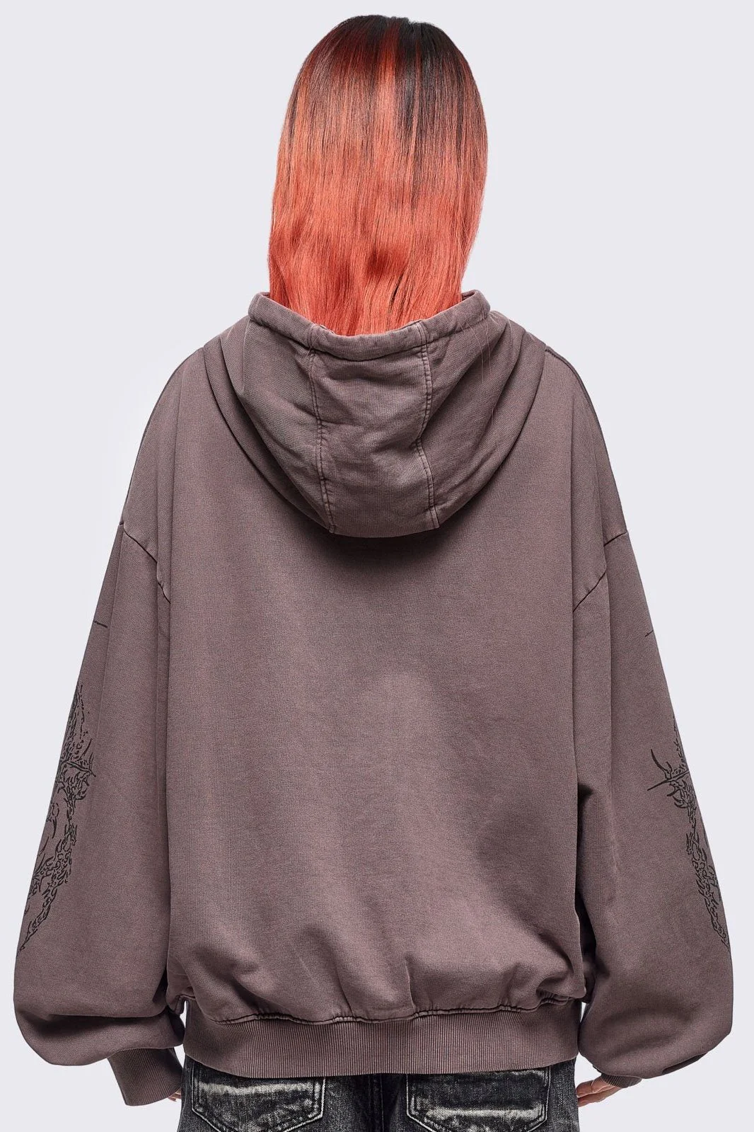 Enigmatic Brown Washed Zip Up Hoodie - Image 4