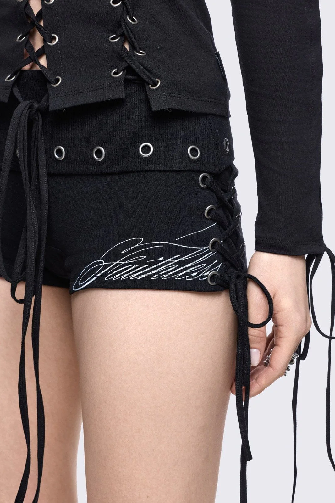 Faithless Black Mini Jersey Shorts - Image 4