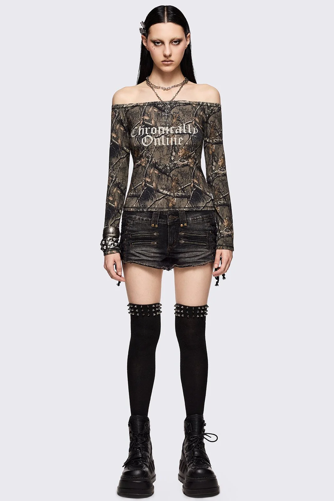 Forest Tree Camo Off-Shoulder Top - Image 2