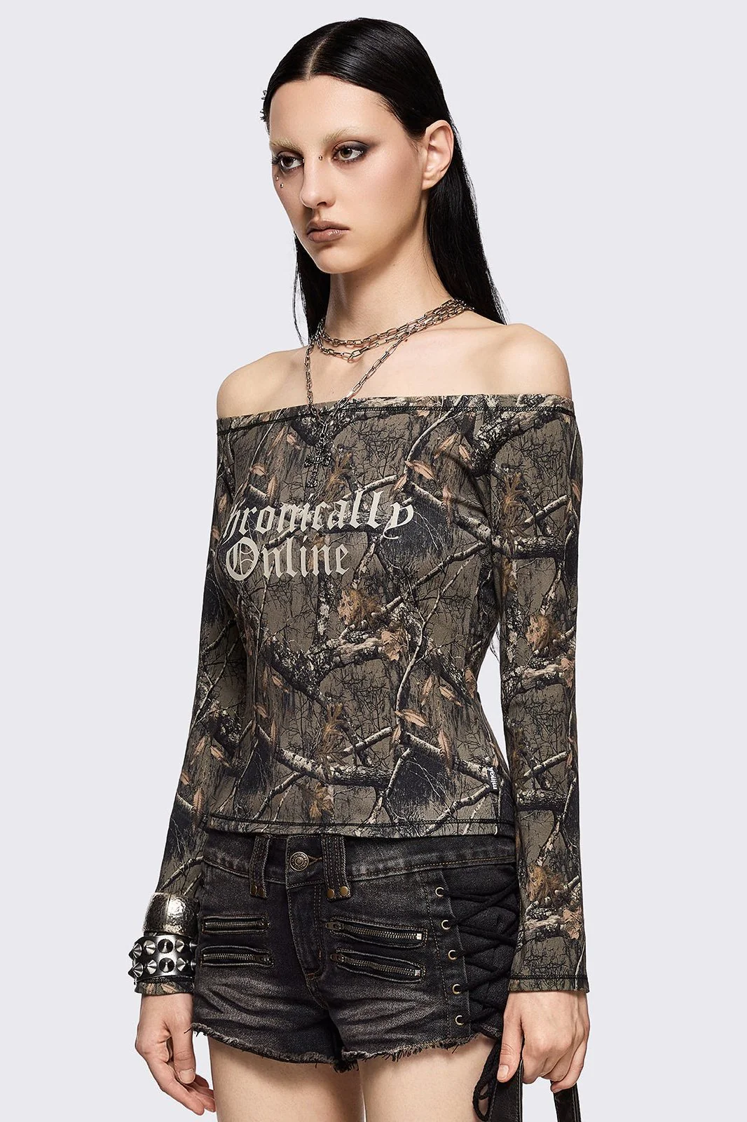 Forest Tree Camo Off-Shoulder Top - Image 3