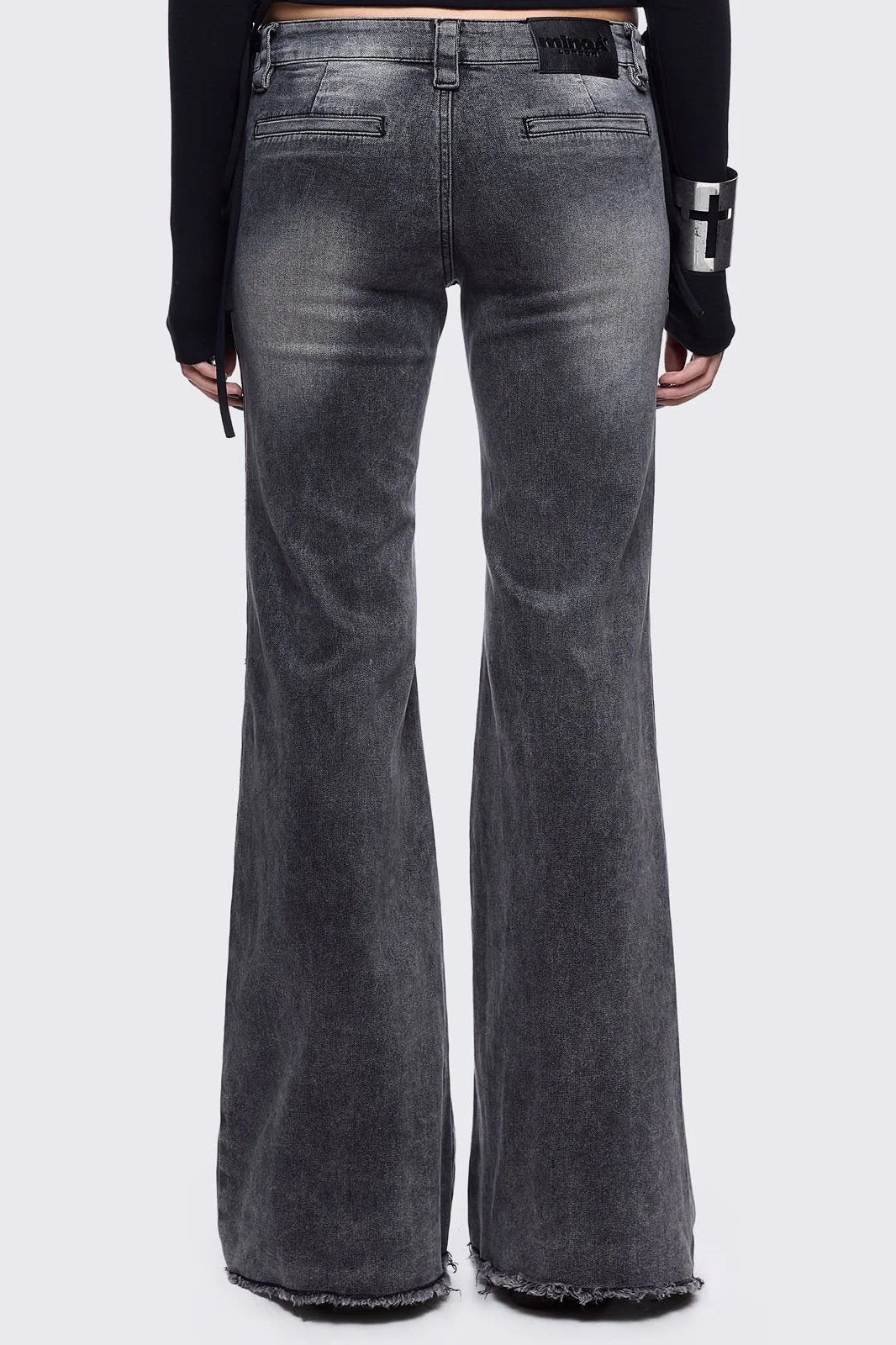 Gia Grey Belted Flared Jeans - Image 4