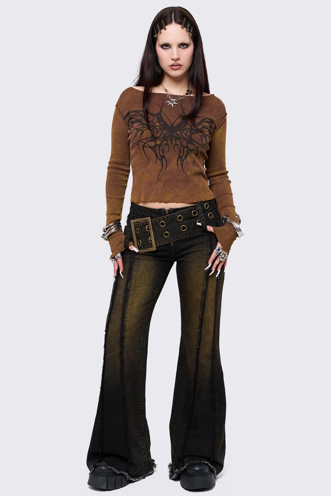 Gia Overdye Belted Flared Jeans - Image 8