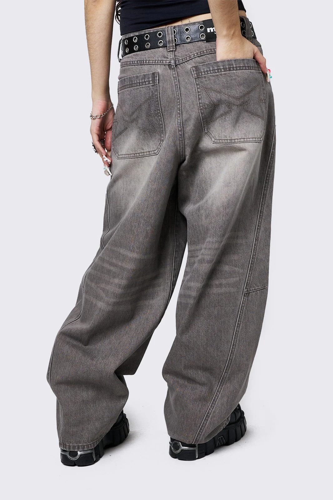 Grey Super Baggy Jeans - Image 3