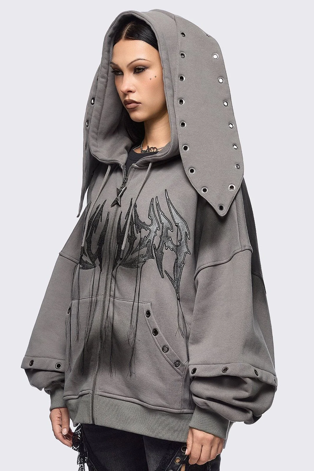 Heaven Grey Washed Zip Up Hoodie - Image 4