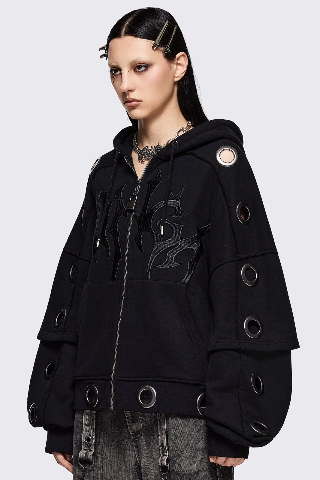 Hexa Black Zip Up Hoodie - Image 3