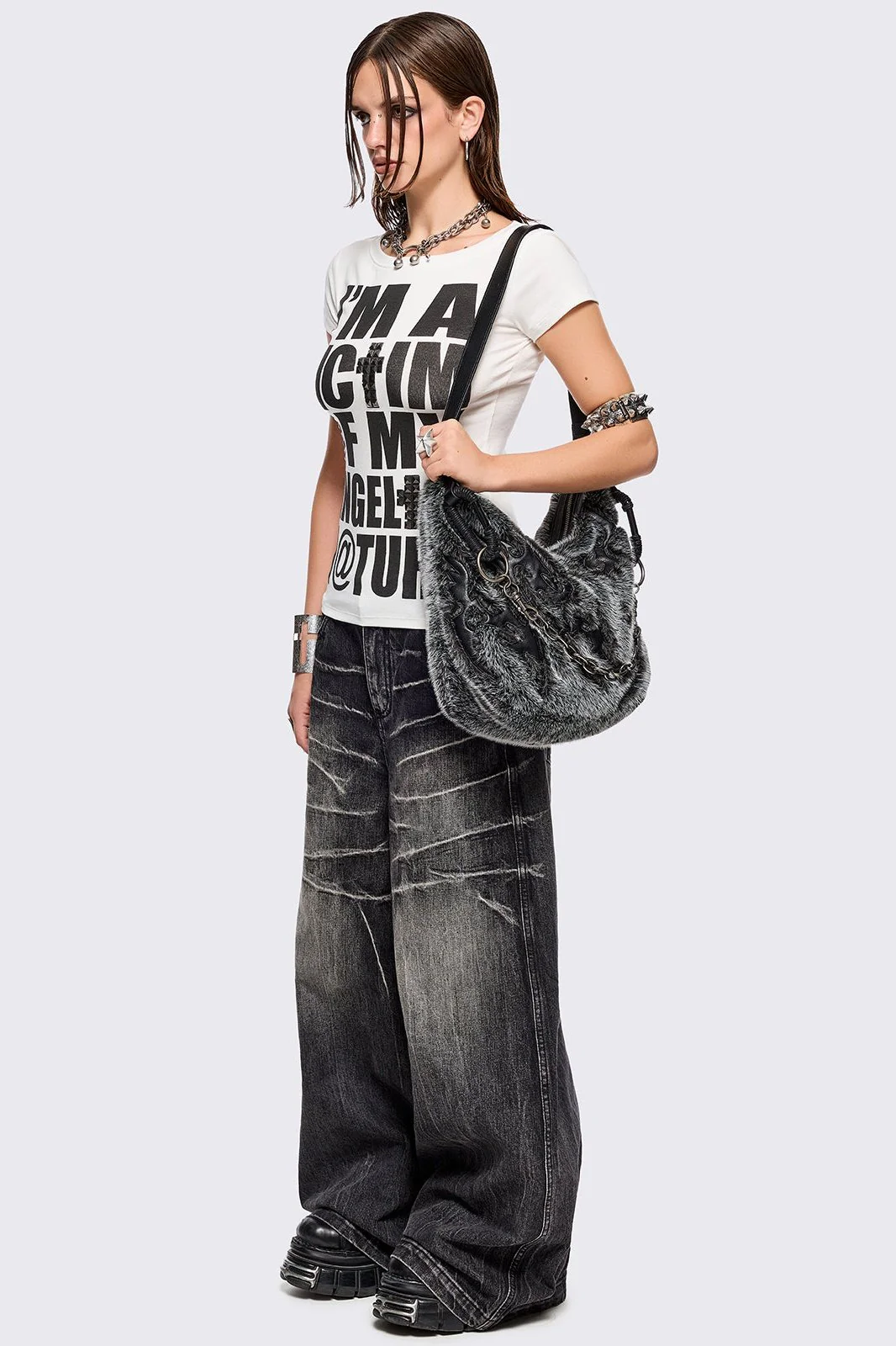 Ink Furry Shoulder Bag - Image 3