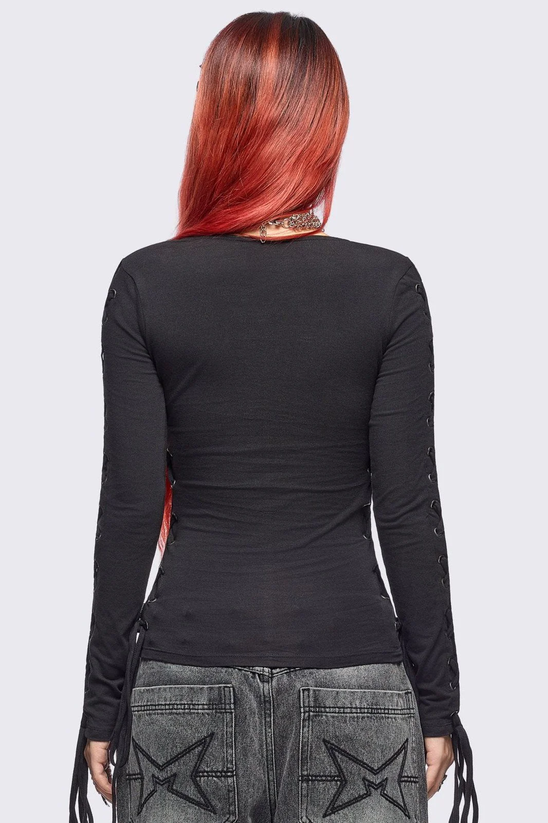 Khaela Black Lace-Up Top - Image 4
