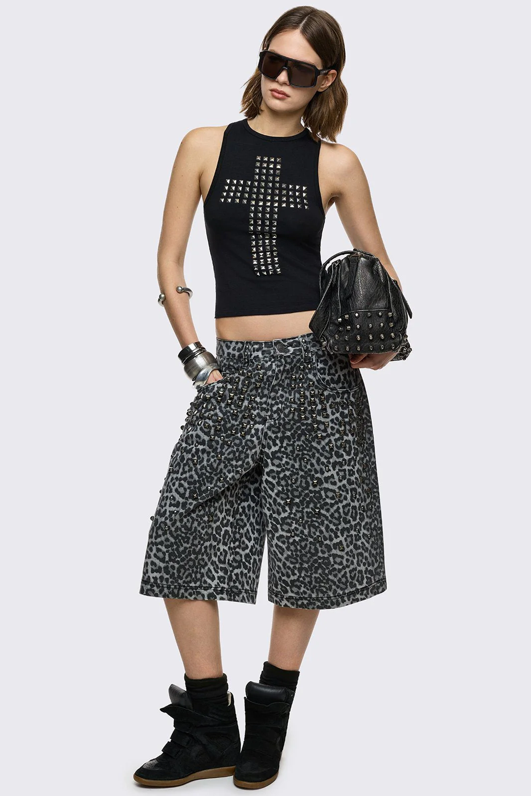 Leopard Studded Jorts - Image 6
