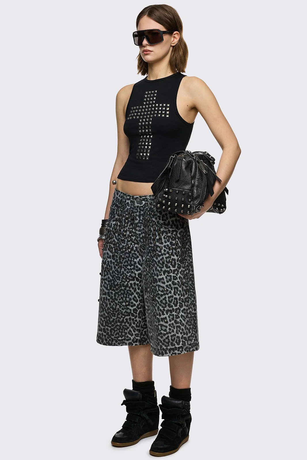 Leopard Studded Jorts - Image 9