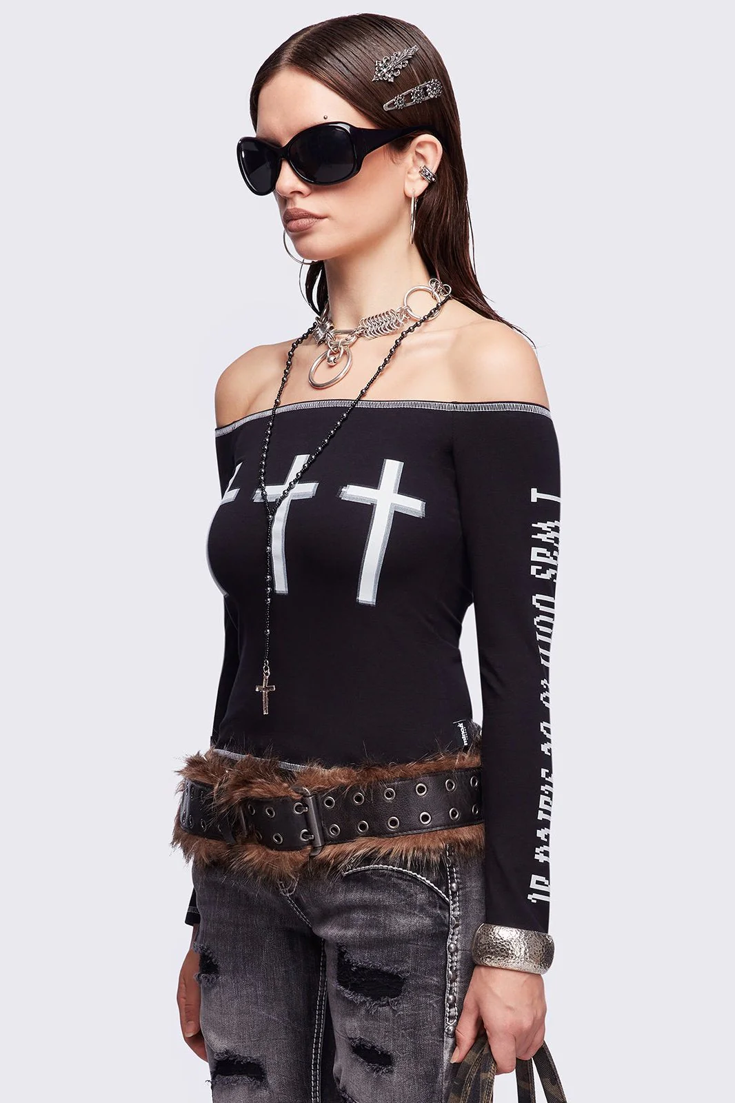 Look at Me Black Off-Shoulder Top - Image 3