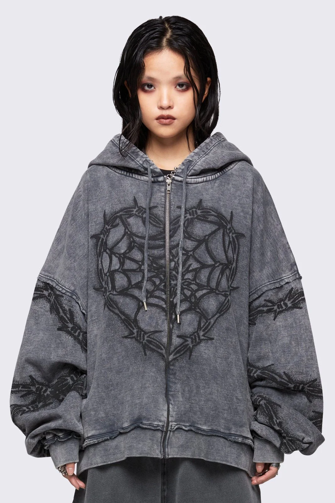 Love Web Washed Zip Up Hoodie - Image 7