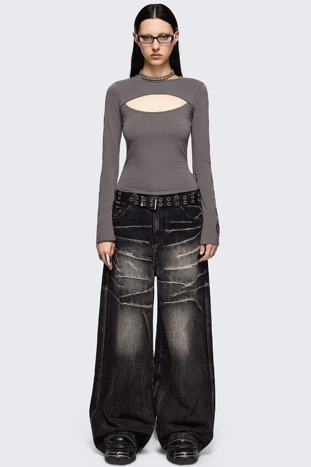 Moxie Grey Cut-Out Top - Image 3