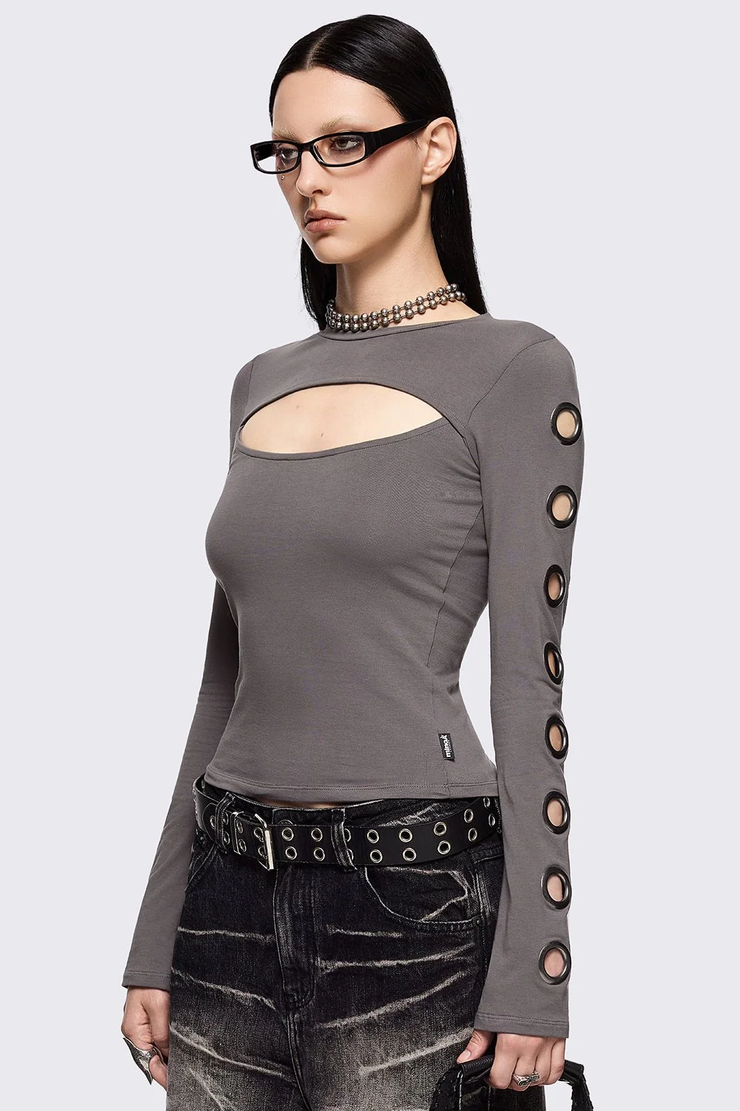 Moxie Grey Cut-Out Top - Image 4