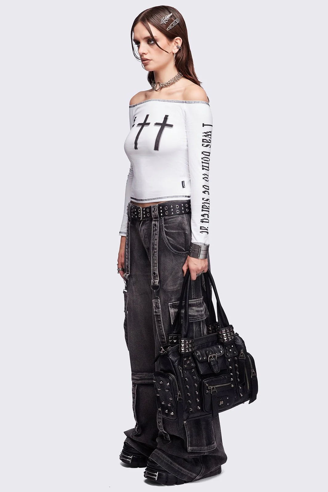 Myrrh Black Vegan Leather Shoulder Bag - Image 4