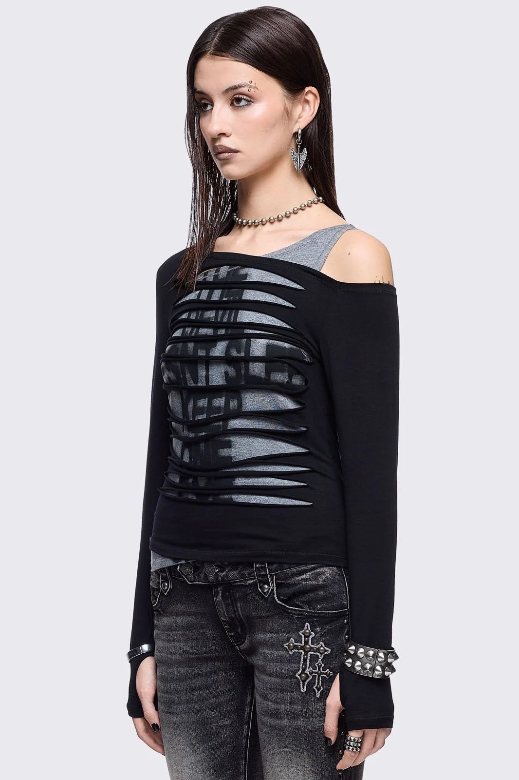 One Eye Open Slashed Top - Image 3