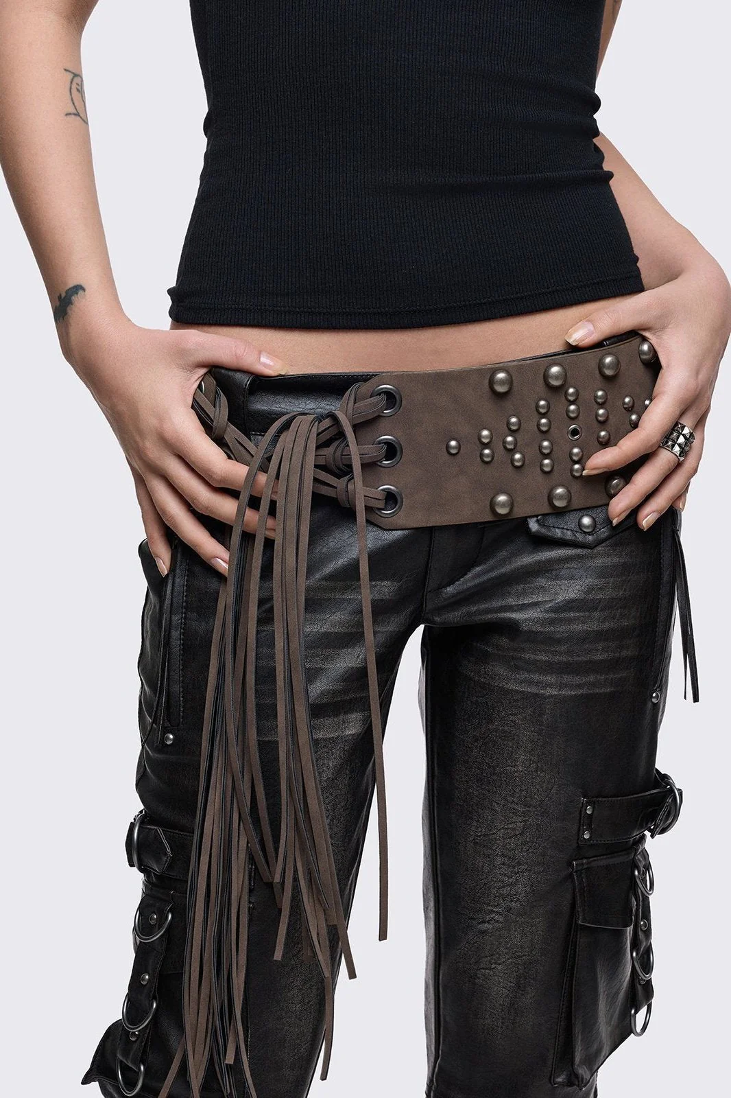 Petra Brown Fringe Belt - Image 4