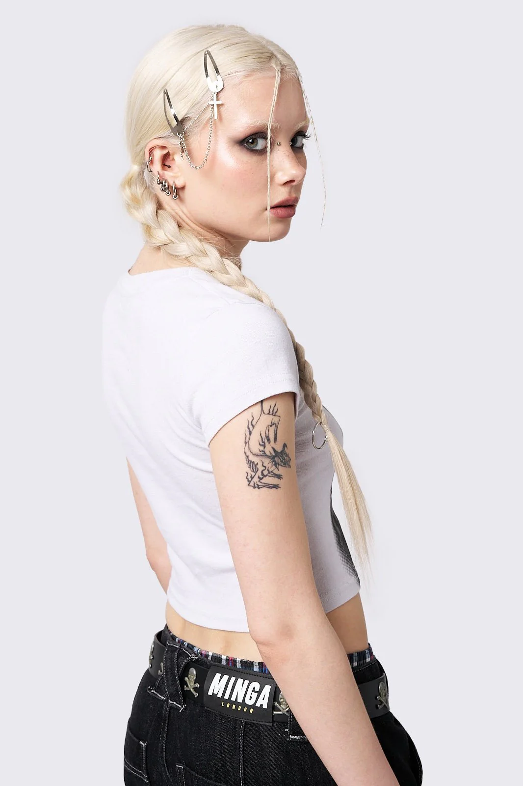 Pixel Kitty White Baby Tee - Image 5