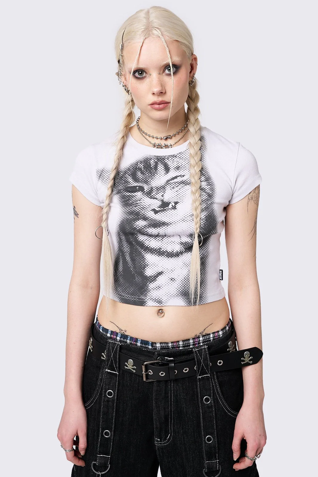 Pixel Kitty White Baby Tee - Image 7