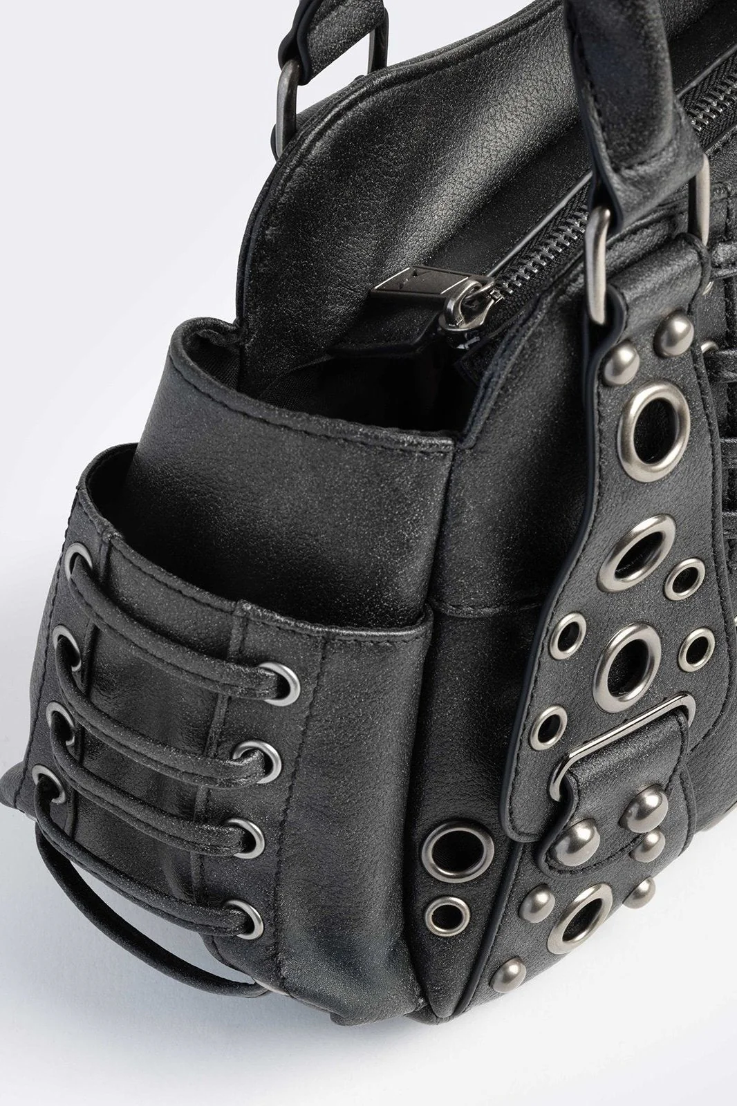 Rivet Vegan Leather Shoulder Bag - Image 4