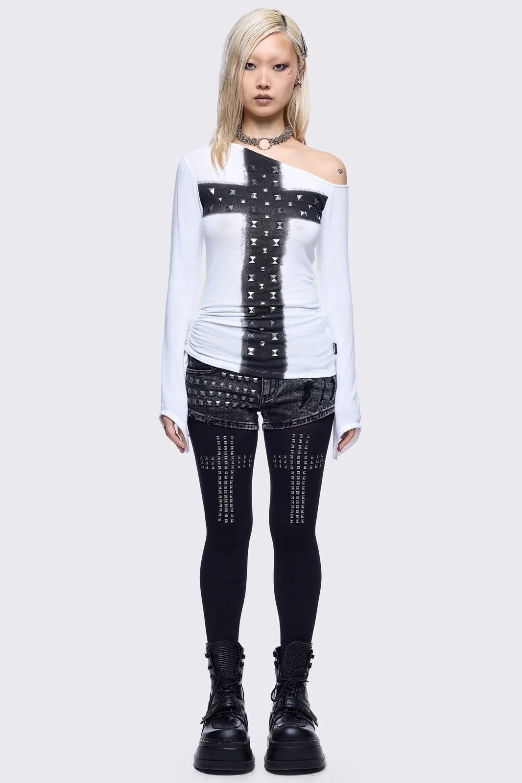 Saintly Scars Black Tights - Image 2