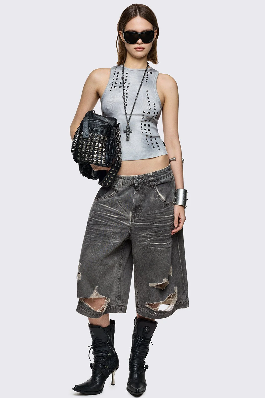 Smoke Grey Washed Jorts - Image 6