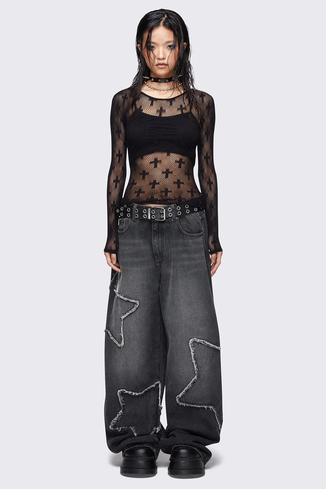 Starburst Black Baggy Jeans - Image 6