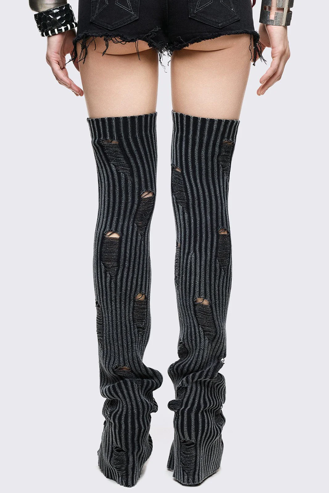 Torn Grey Leg Warmers - Image 4