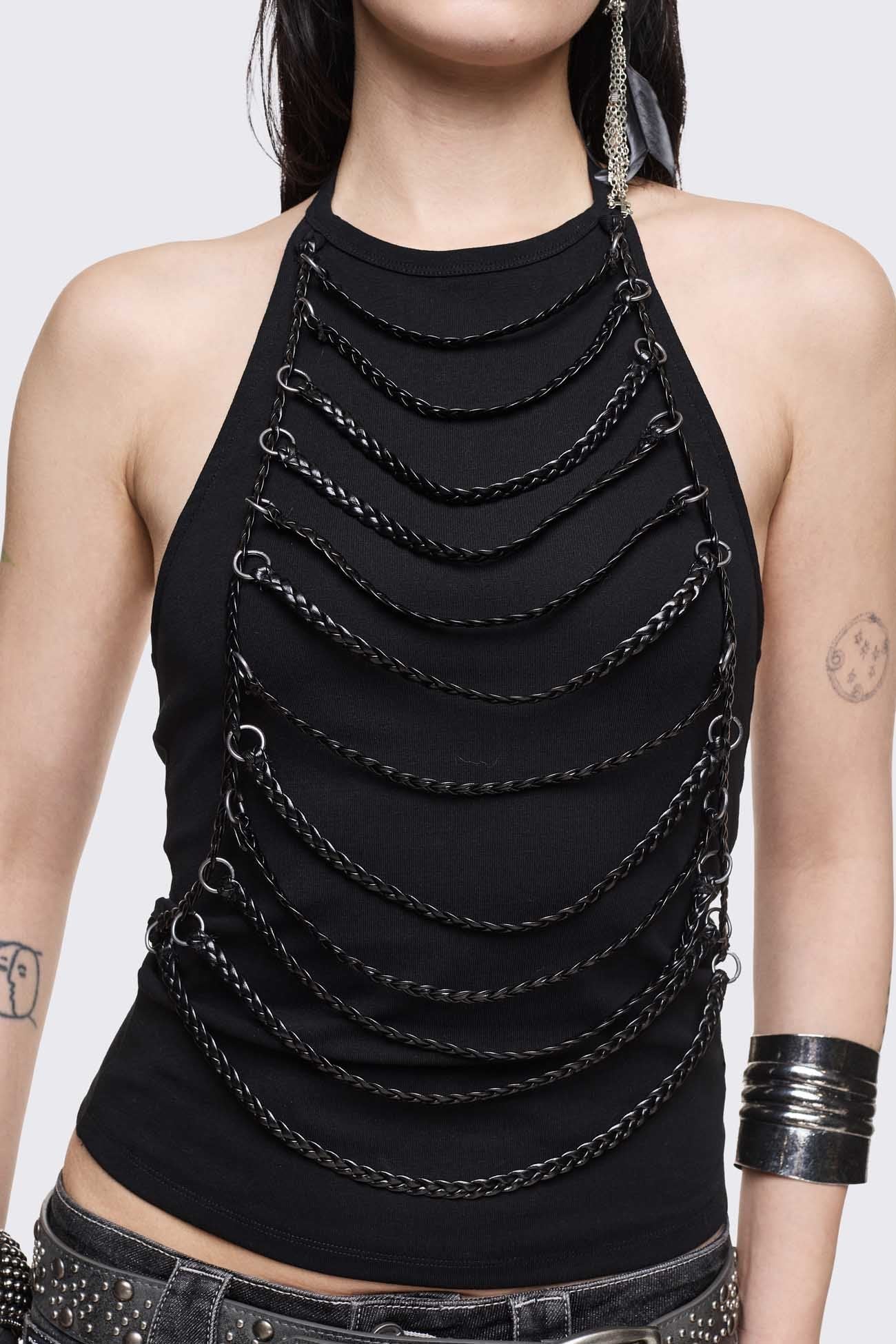 Unravel Black Halter Top - Image 3