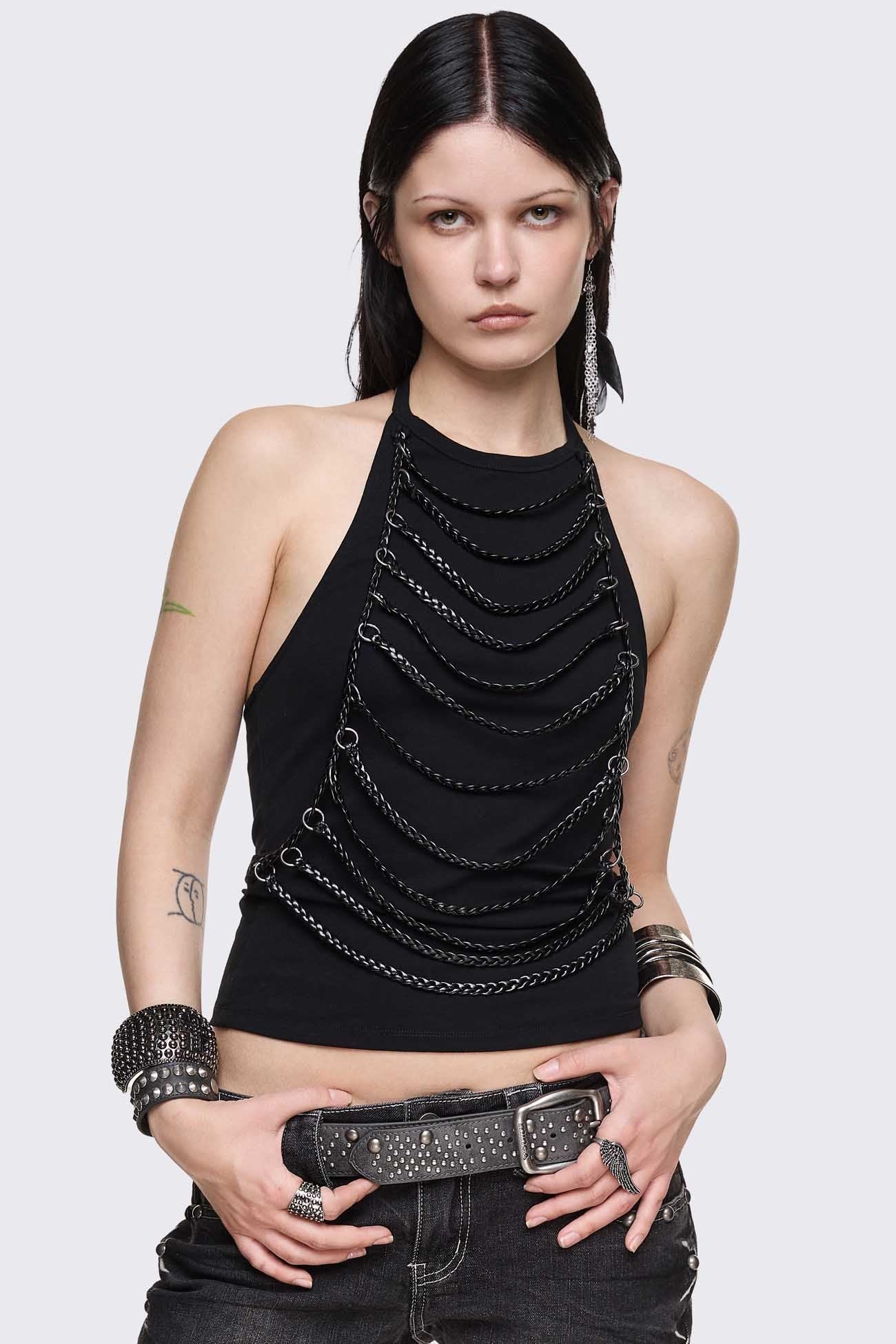 Unravel Black Halter Top - Image 5