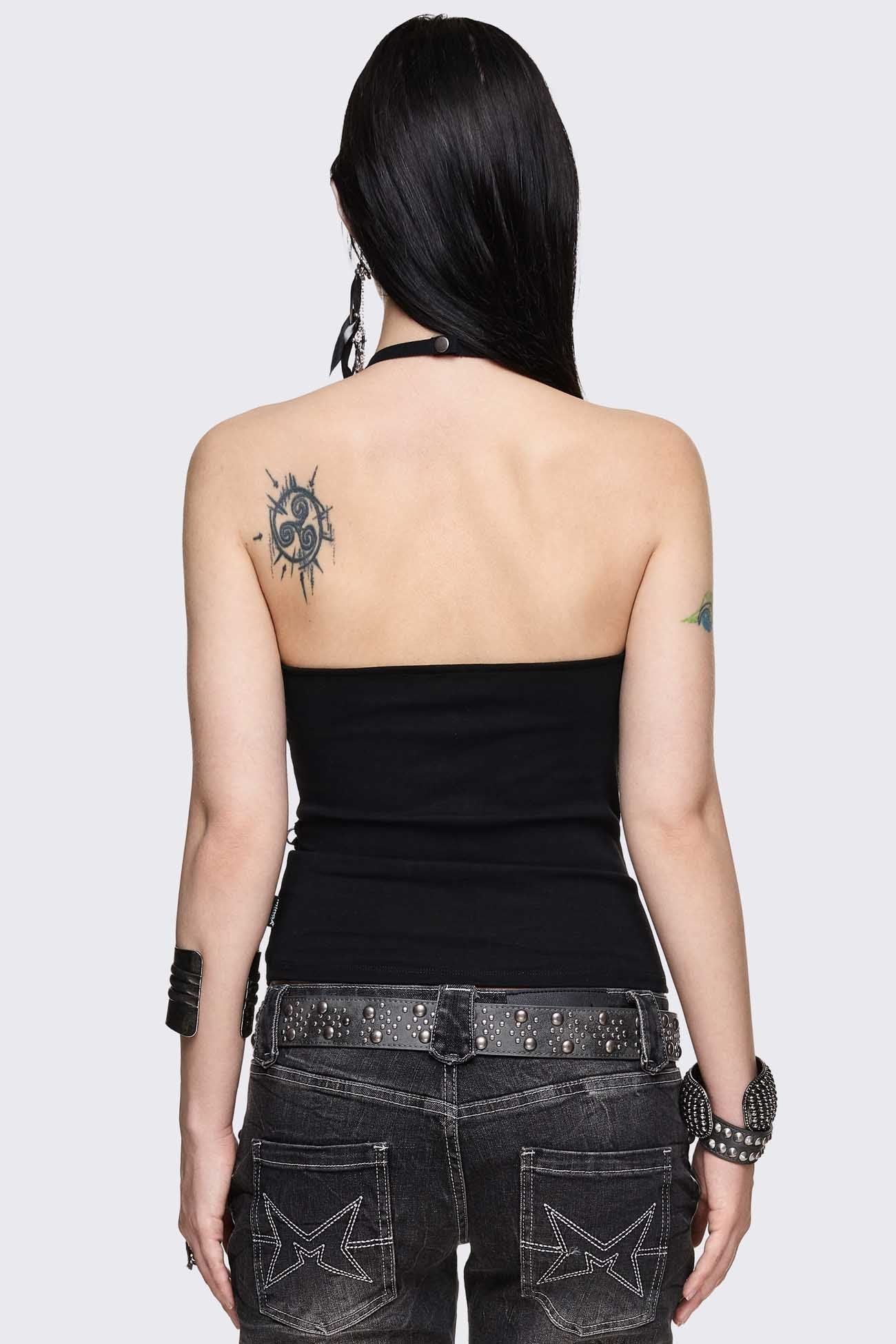 Unravel Black Halter Top - Image 6