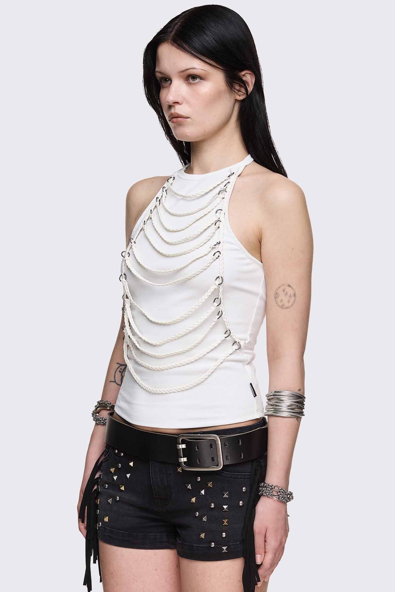 Unravel White Halter Top - Image 4