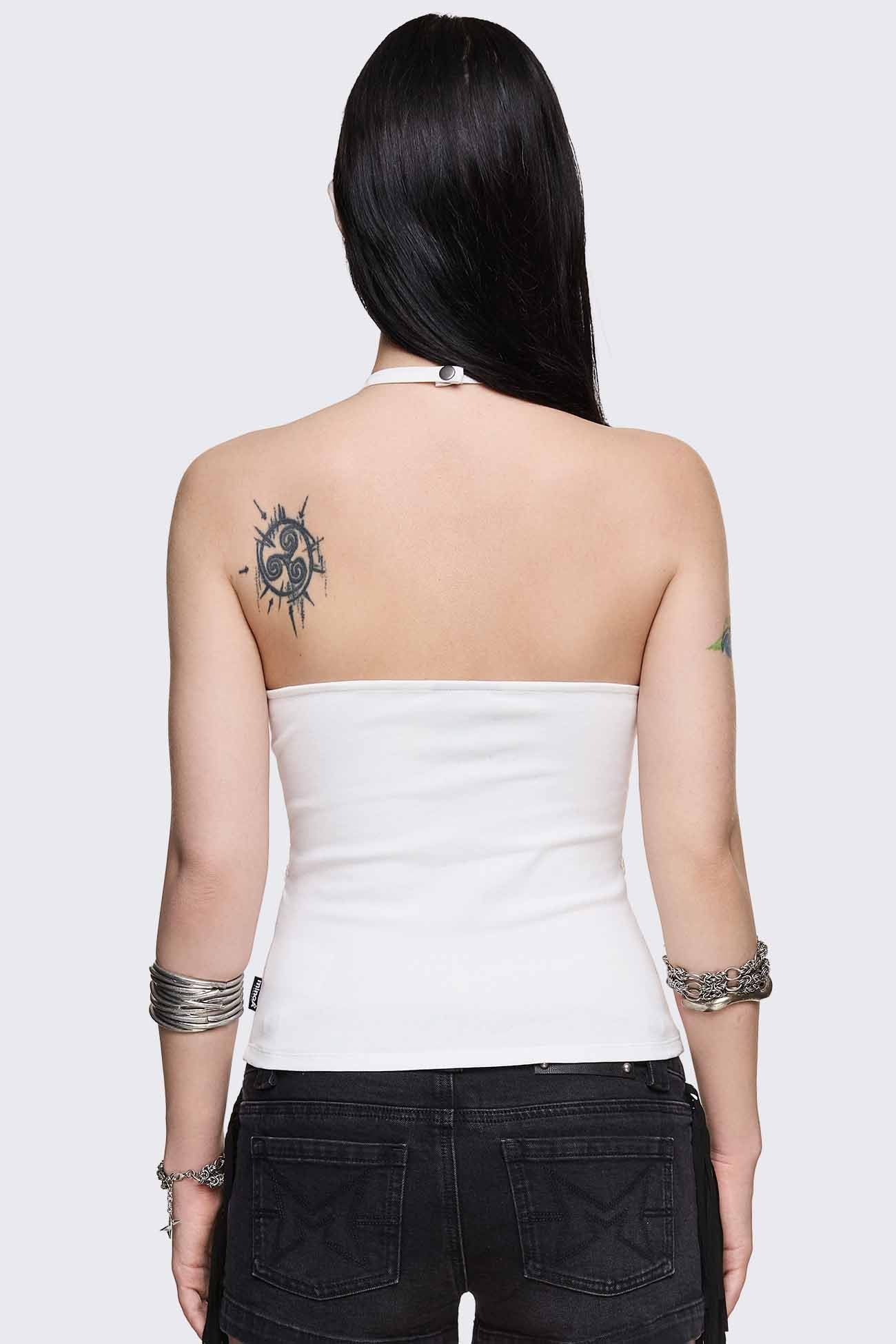 Unravel White Halter Top - Image 5