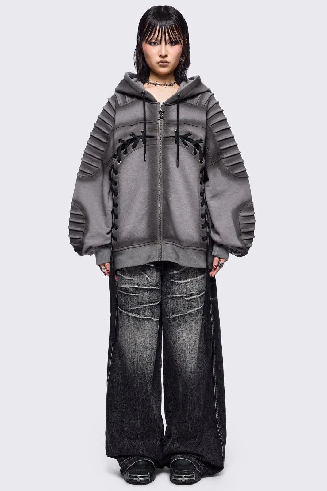 Vyre Grey Zip Up Hoodie - Image 4